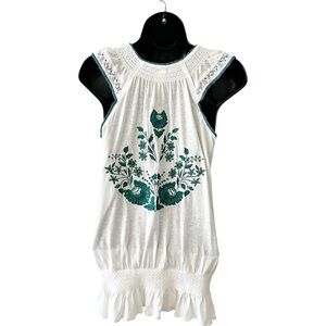Free People Boho Y2K Embroidered Sleeveless Top Size Small
